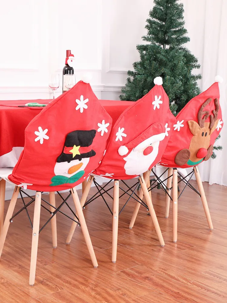 Christmas Decoration Chair Covers Dining Seat Santa Claus Home Party Decor Old Man Elk Snowman Party Stool Set Decor Xmas Ornaments JK1910XB
