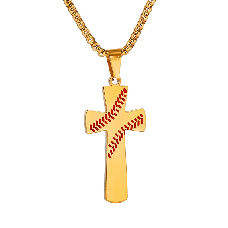 Edelstahl-Baseball-Kreuz-Halskette für Damen und Herren, Edelstahl-Bibelvers-Halskette, christliche Religion, Schmuck, Geschenk für Liebhaber