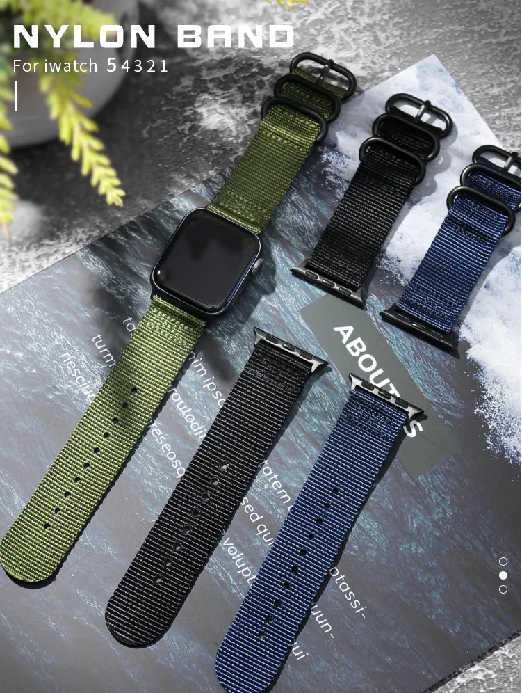 Vender Hot Nylon Watchband para Apple Watch Series Banda 5/4/3/2/1 Esporte Pulseira de couro 42 milímetros 44 milímetros 38 milímetros 40 milímetros Strap Para iWatch Banda