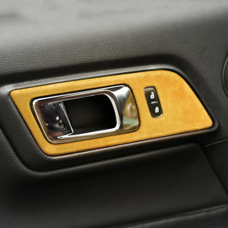 Alcantara Auto Innenform Türgriffe Panel Abdeckung Tür Schüssel Aufkleber  Aufkleber für Ford Mustang 2015 ~ 2020 Zubehör