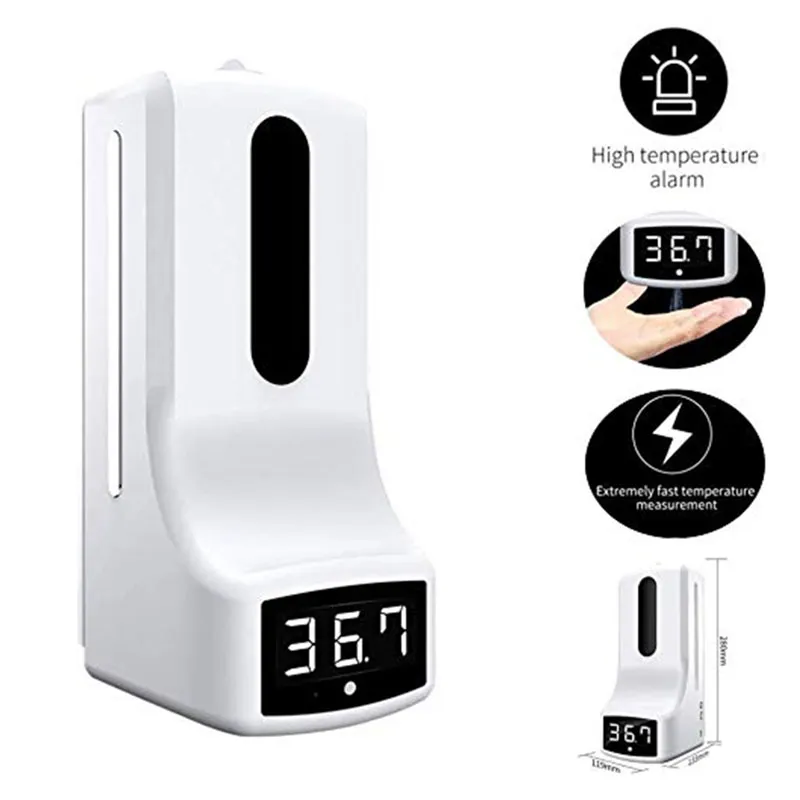 ALK K9 2 in 1 Infrared Thermometer Automatic Soap Dispenser Palm Temperature Measurement Disinfection Integrated Machine