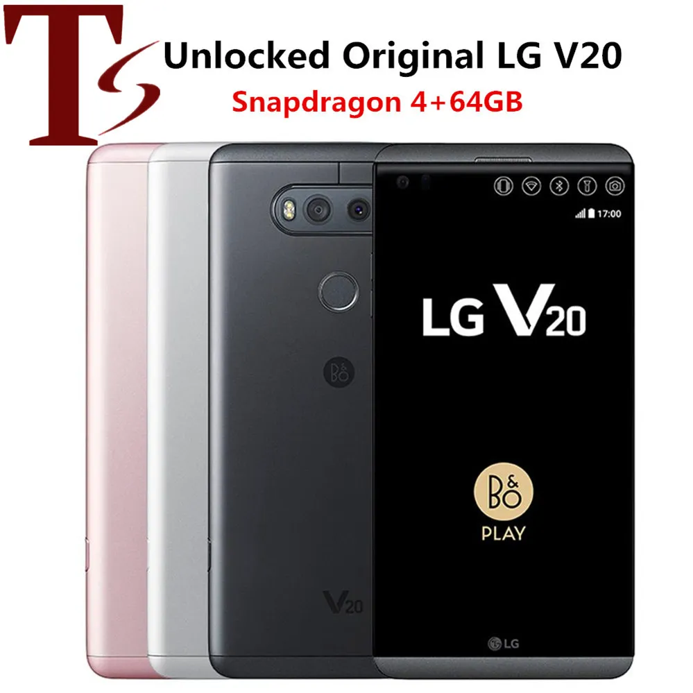 Olåst LG V20 H910 H918 VS995 Mobiltelefoner 4GB RAM 64GB ROM Android 5,7 tums Snapdragon 820 16mp + 8mp kamera 4g LTE-mobiltelefon