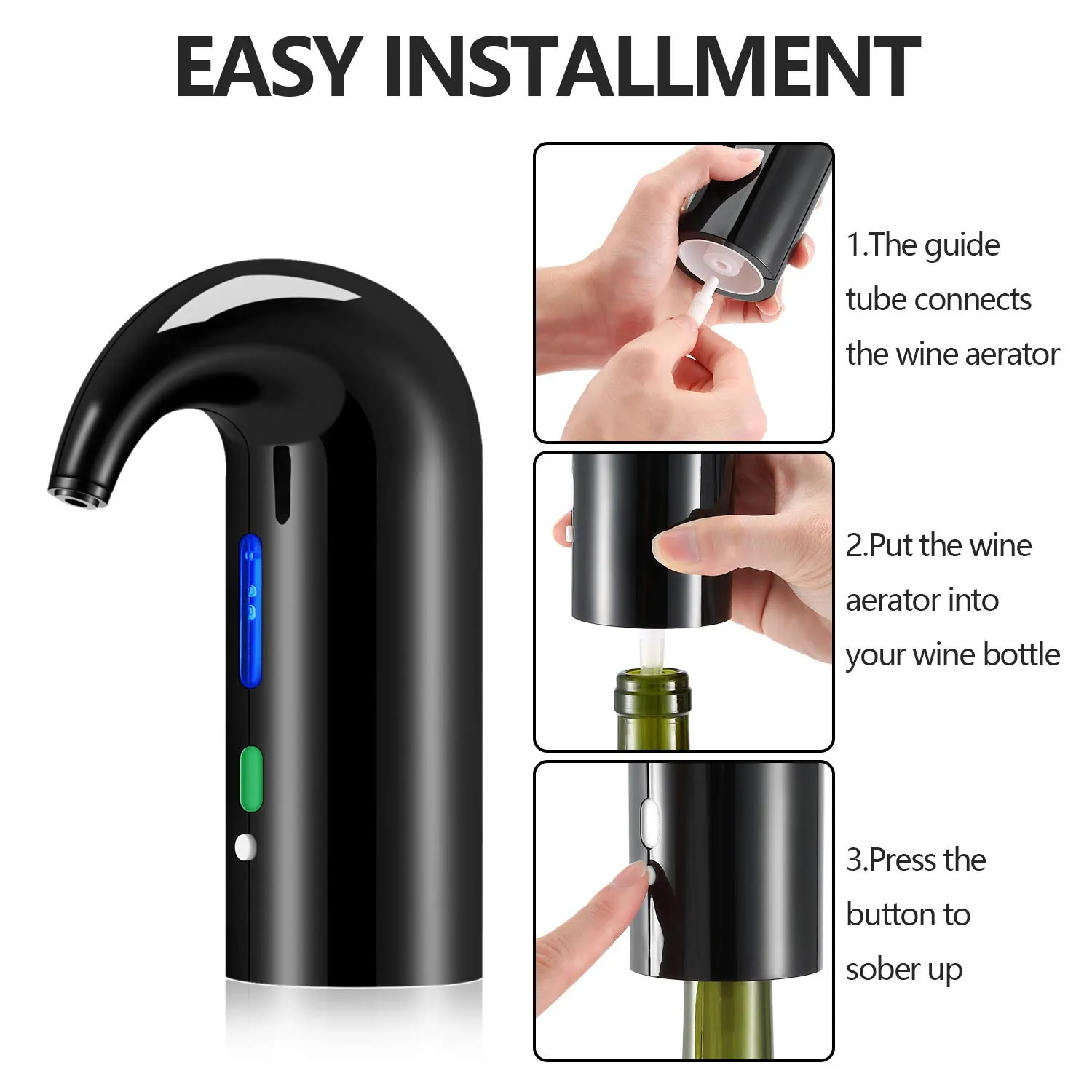 Electric Wine Aerator One Touch Portable Red - White Wine Accessories Aeration For Wine and Spirit Beginner and Enthusiast -Spout Pourer