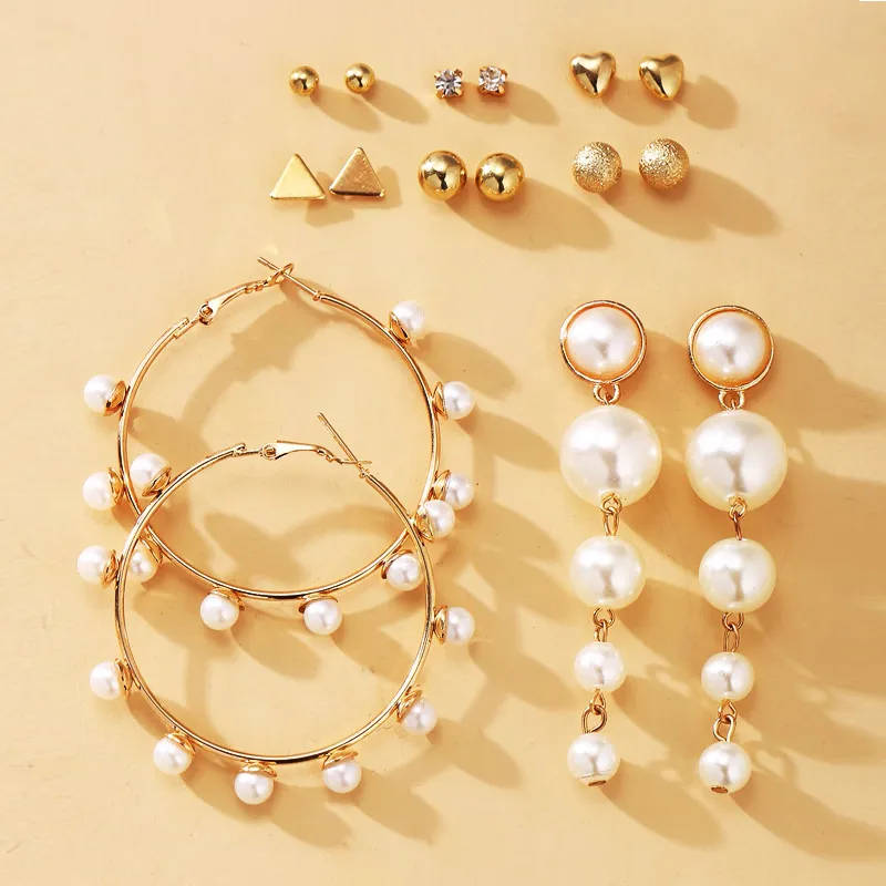 8 paires/ensemble femmes bohème balancent cercle perle boucles d'oreilles créatif rétro Simple goujon boucles d'oreilles bijoux de mode