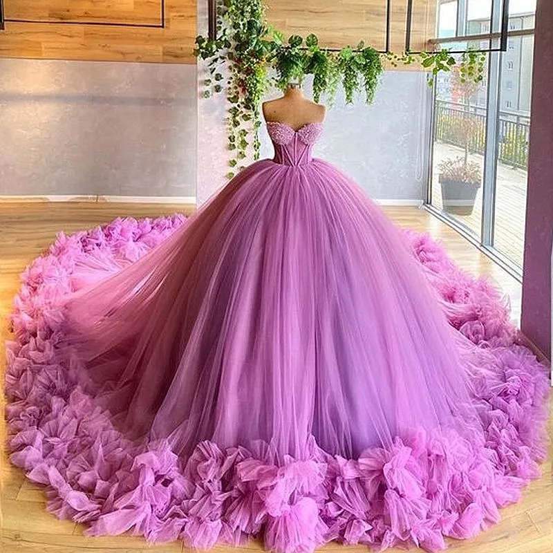 Fairy Ball Gown Princess Prom Dresses Off the Shoulder Sweetheart Flor –  GOANGIRL