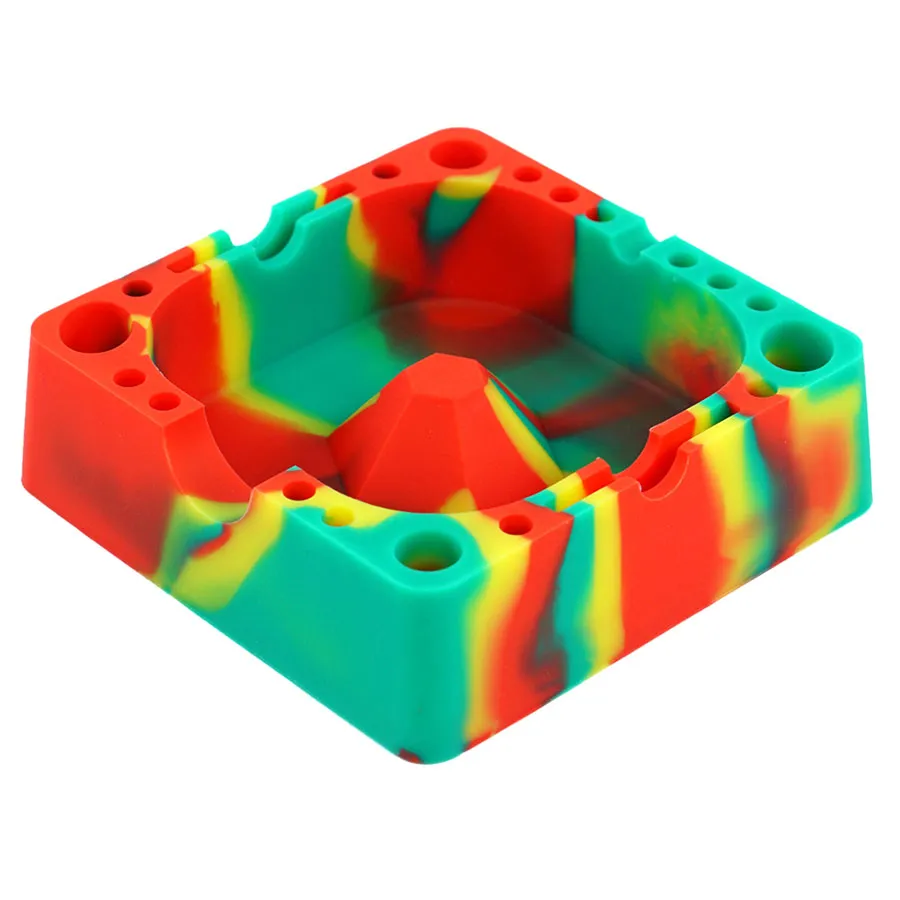 Cendrier carré en silicone pour fumer des cigares, plateau pyramidal avec compartiments pour contenir des bobines, des briquets, des stylos, des papiers résistants à la chaleur