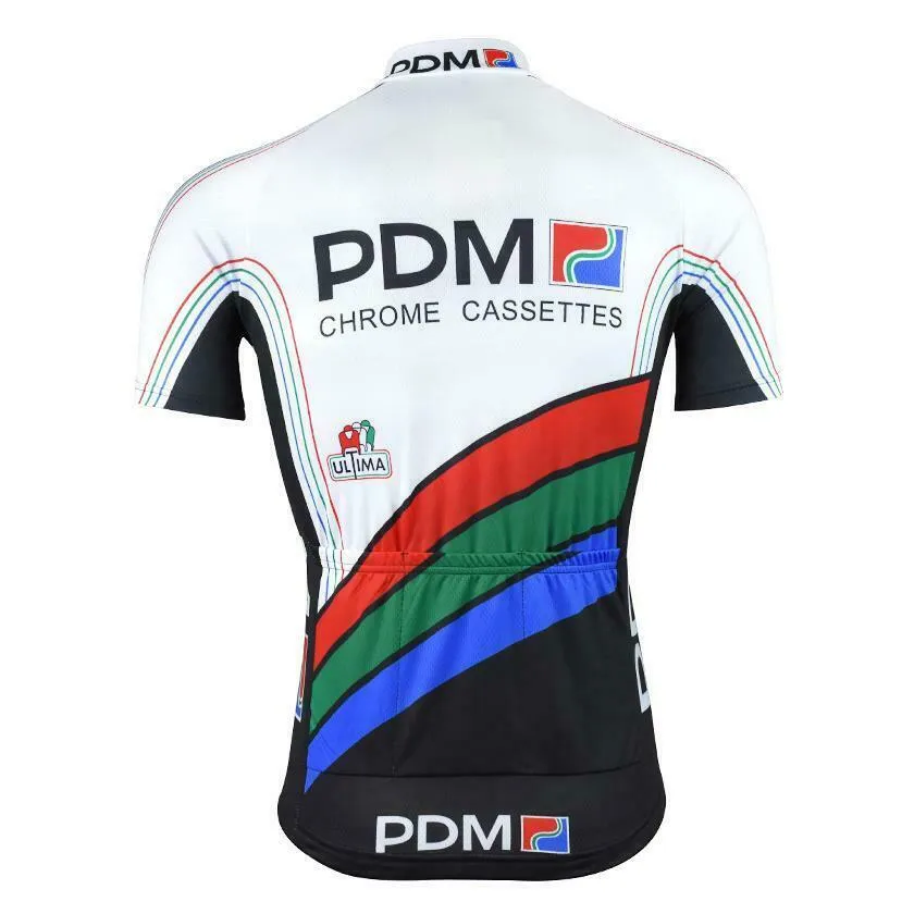 1988 PDM Ultima Chrome Cassettes 짧은 슬리브 사이클링 저지 19D 패드 바지 슈트 맨 039S 여름 MTB Pro Bicycling Shirts MAILLOT9043493