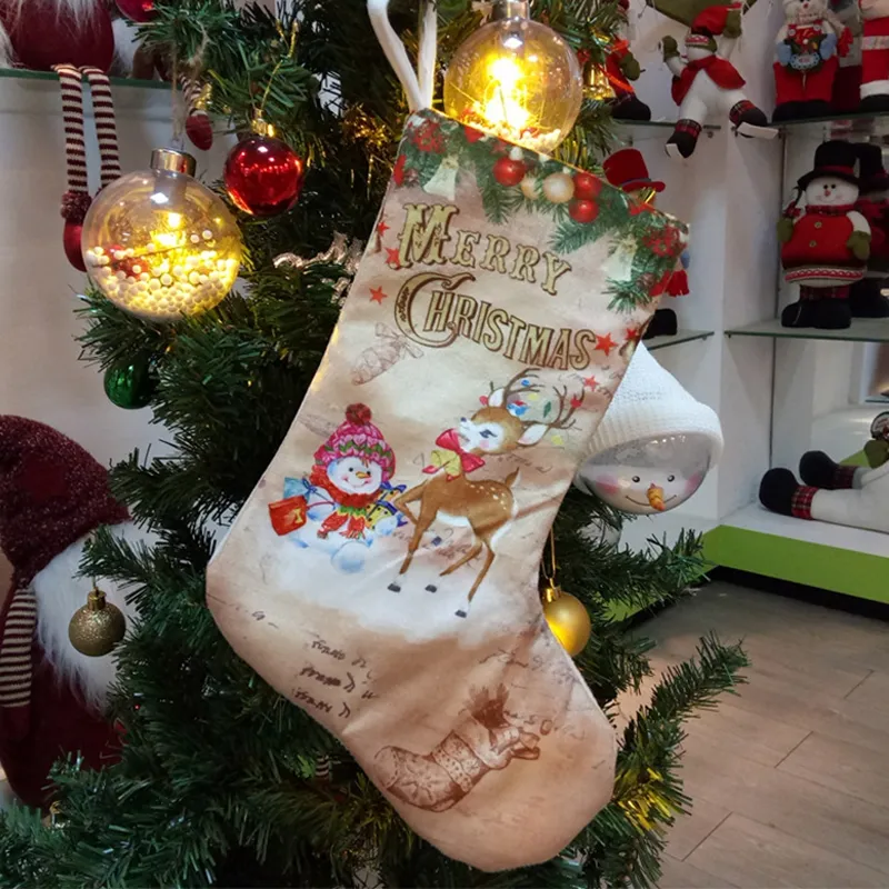 Kreatywny Boże Narodzenie Pończochy Santa Claus Snowman Elck Choinki Ozdoby Domowe Dekoracje Dla Dzieci Cukierki Torby Prezenty BH4034 TYJ