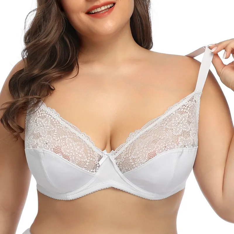 Beauwear-Sujetador Floral de talla grande para mujer, cobertura total con aros, encaje sin relleno, lencería sin forro, 40DD-50DDD270n