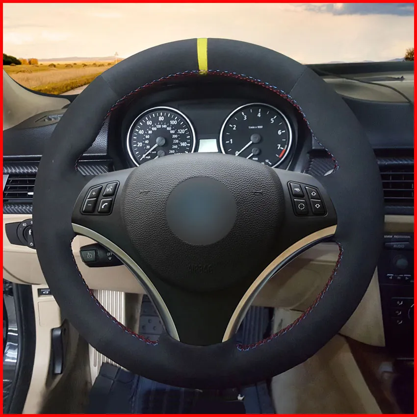 MEWANT-Black-Suede-Car-Steering-Wheel-Cover-for-BMW-E90-320i-325i-330i-335i-E87-120i-1-1