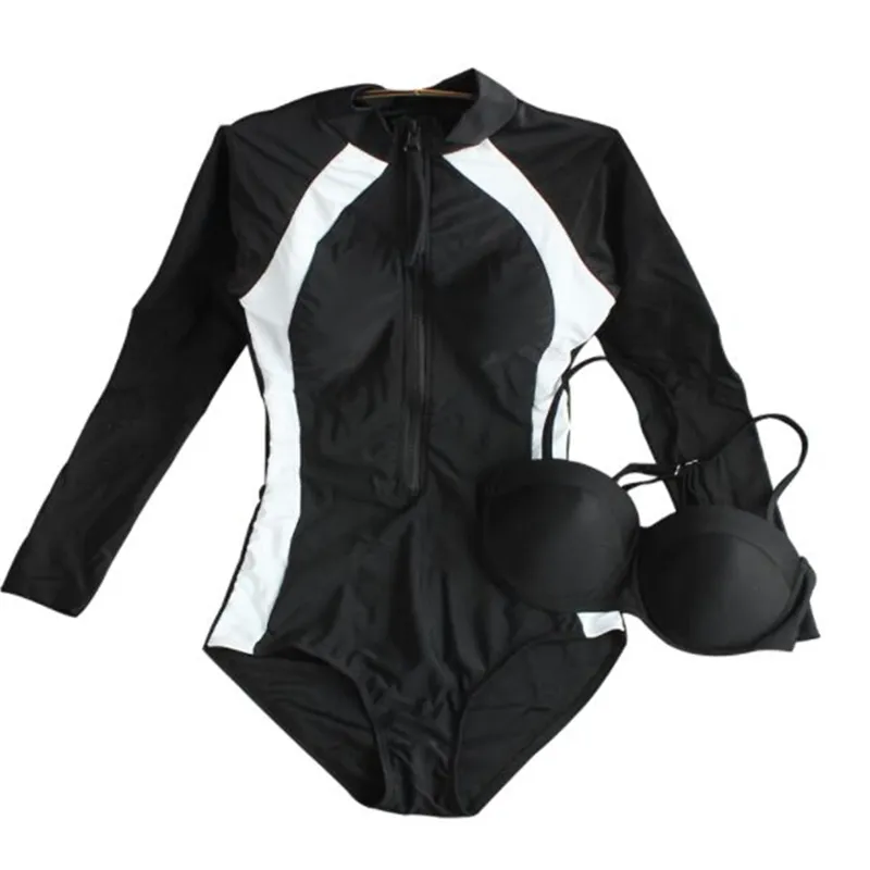 Costumi da bagno da donna Manica lunga da donna Costume intero da donna sexy push-up Sport Costume da bagno con ferretto sottile Nuoto Abbigliamento da spiaggia 2021