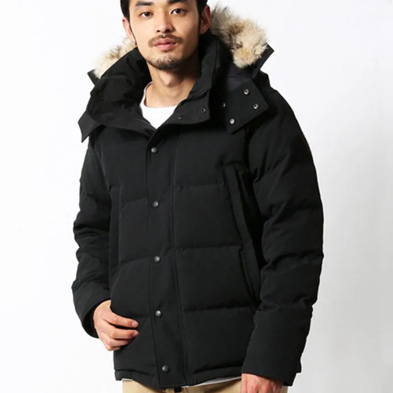 Mannen Winter Fourrure Down Parka Homme Jassen Chaquetas Bovenkleding Wolf Bont Capuchon Manteau Wyndham Jas Jas Hiver