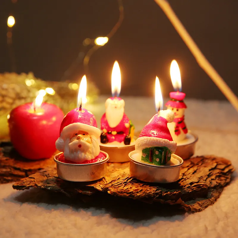 3 sztuk / set sosna stożek świece xmas santa snowman choinki w kształcie bezdymny świeca świąteczna wigilia party ozdobne świece