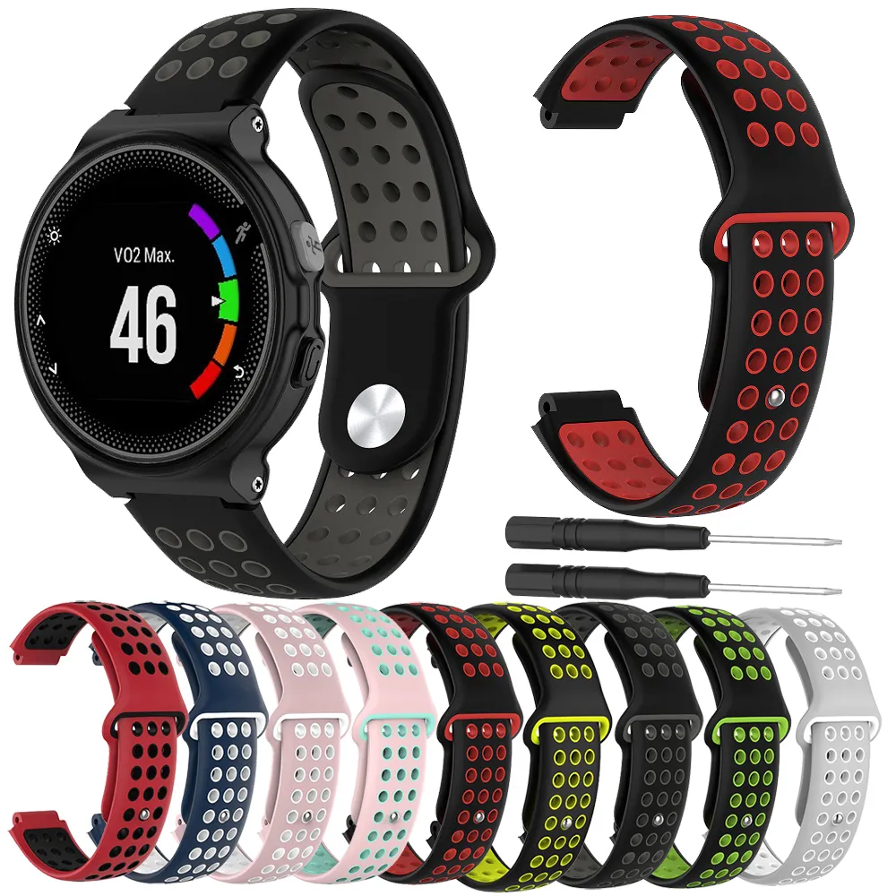 Las mujeres de los hombres reloj de goma de la banda de la correa para Garmin Forerunner 230 235 630 220 620 735 Enfoque S20 S5 S6 pulsera de silicona de la correa de bucle