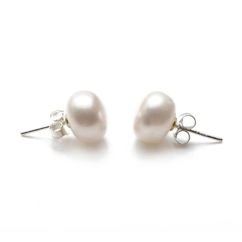 Orecchini a bottone in argento sterling 925 con perle d'acqua dolce e rubini, perfetti per damigelle d'onore, comunioni, orecchini a bottone con chiusura a pressione per donna - Italia
