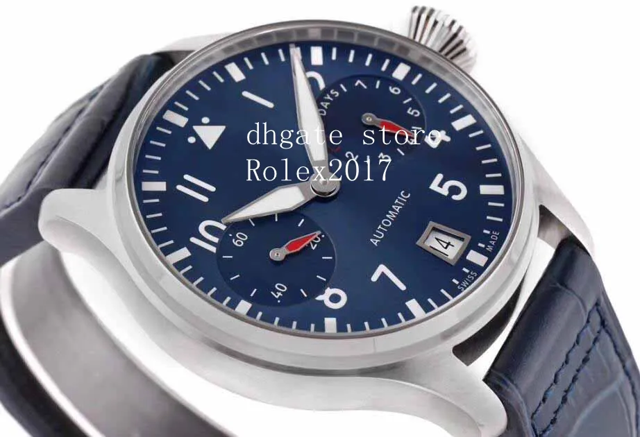 Mens Super ZF Factory Edition Big Pilot Boutique London Edition Asia Clone 52010 Blue Dial Power Reserve Indicator Men's222y