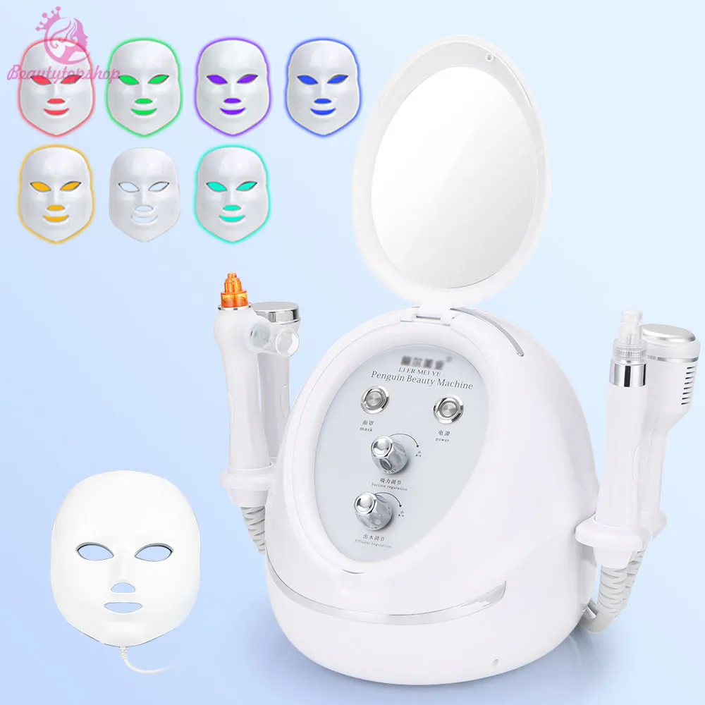 Bästsäljande 5 IN1 Ultraljudshuvud Ultraljuds ansiktsmaskin Hudvård Acne Scars Removal Dermabrasion LED Mask