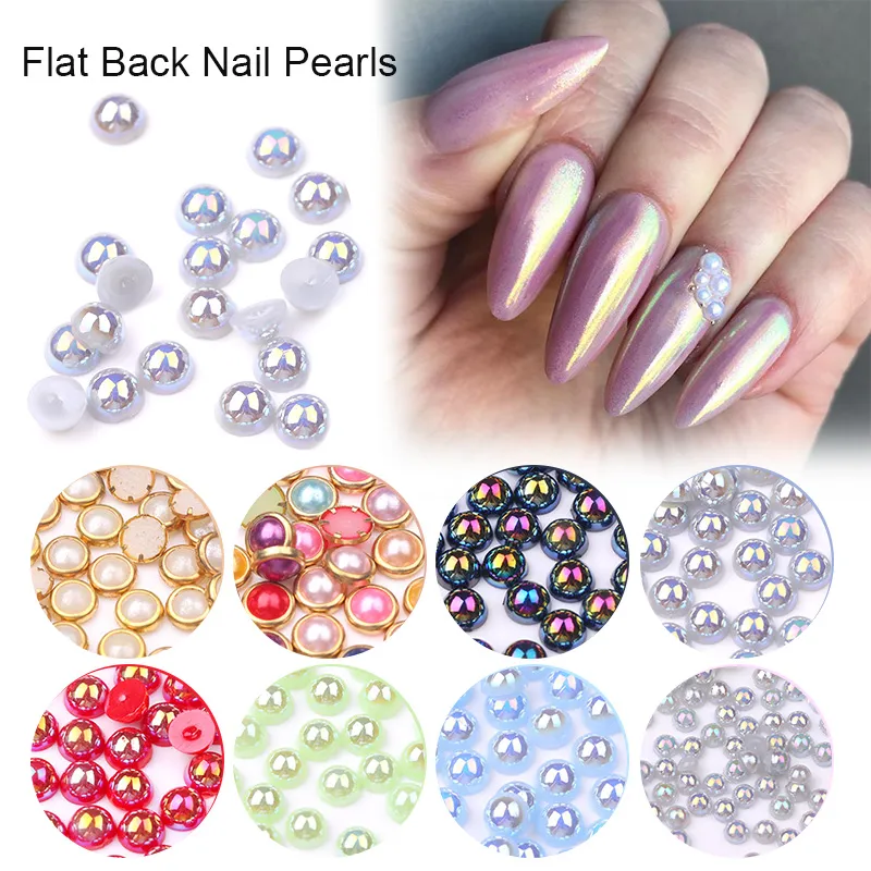 Bag D Nail Art Decorations Mixed Size Pearly Flat Back Beads Multi Color  Pearls Decoration DIY Nail Art Decorations From Turecolorwig, $31.19