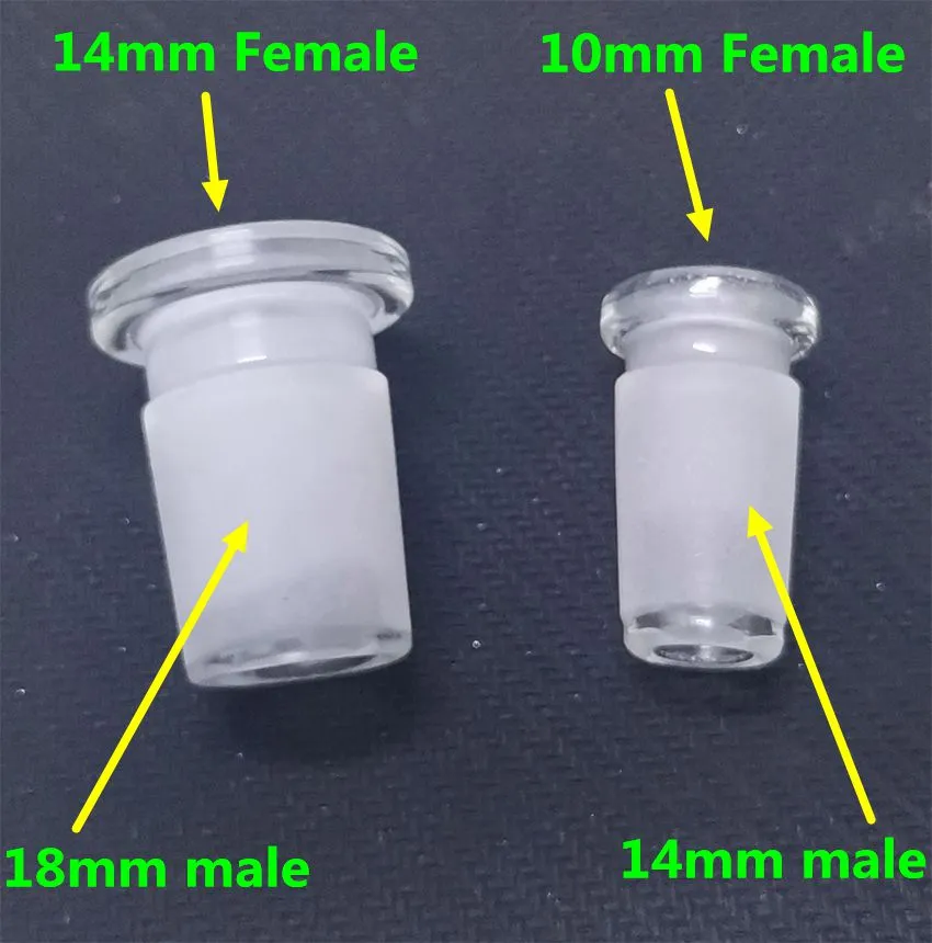 유리 봉 쿼터 뱅거 유리 그릇 14mm ~ 18mm 남성 감속기 커넥터 용 10mm 암 ~ 14mm 수컷 유리 어댑터 변환기