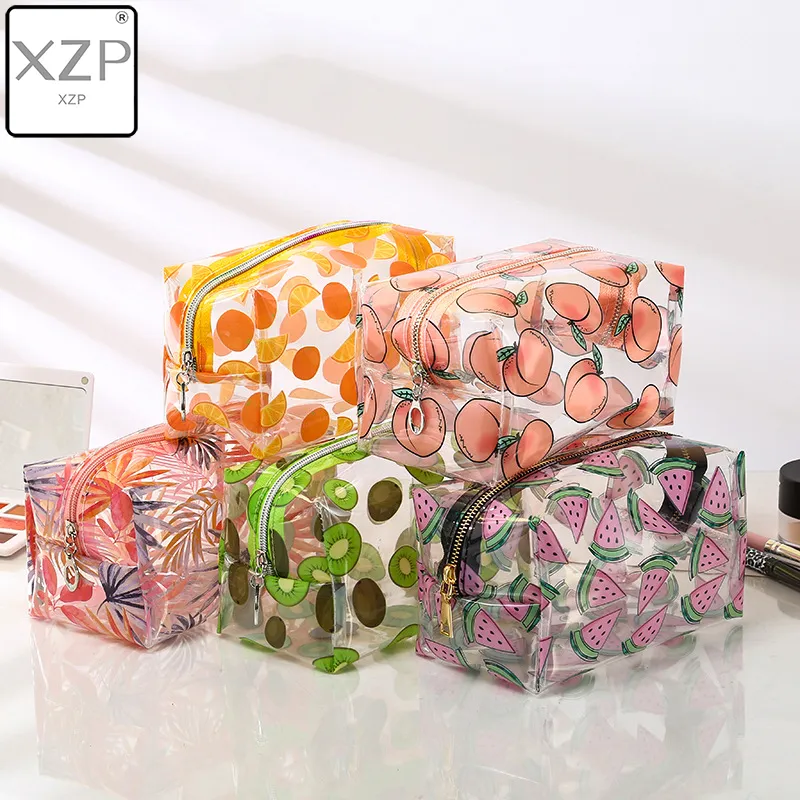 Vattentät transparenta kosmetiska söta väskor Förvaringspåse Makeup Organizer Godkänd Clear Case Toalettry Bag PVC Zipper Travel