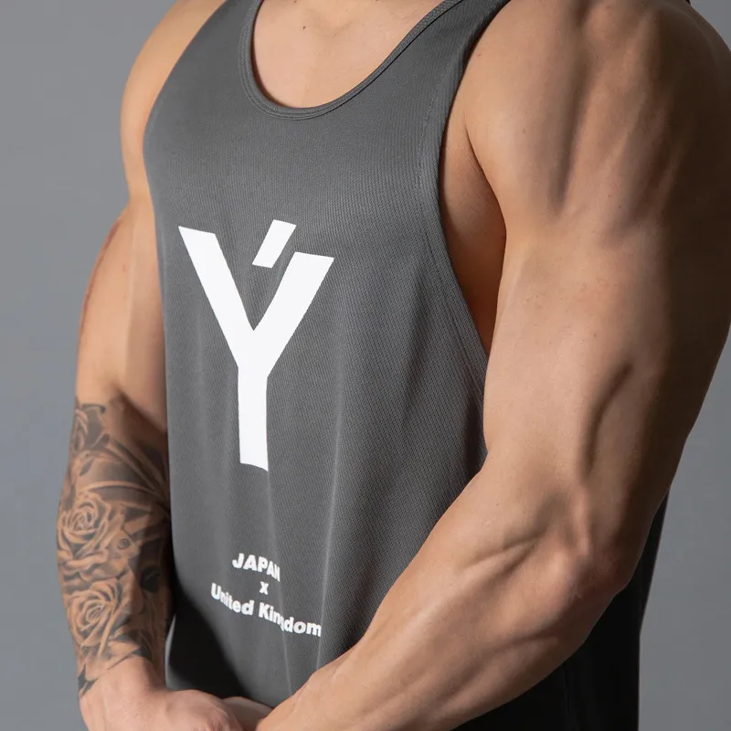 Summer new Fashion New Bodybuilding Fitness Printed Vest Mens Loose Breathable Sleeveless Shirt Large Size tank top men