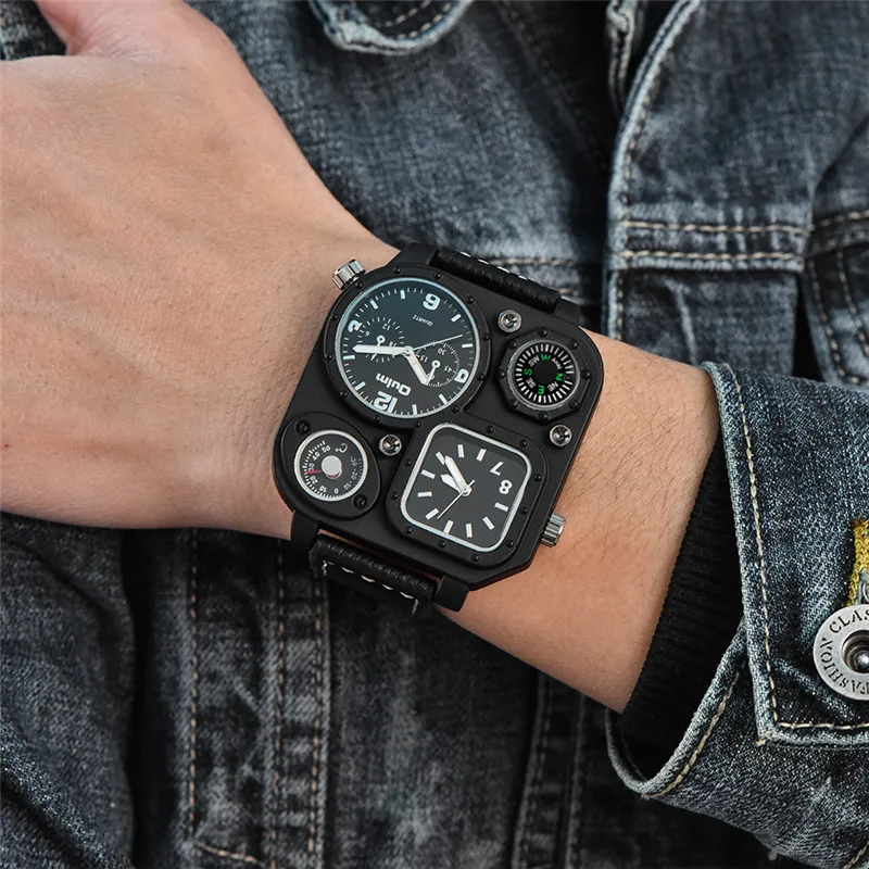 Stylish Two Time Zone Mens Quartz Watch Compass Thermometer PU Leather From Chuhuaiking 40.27 DHgate.Com