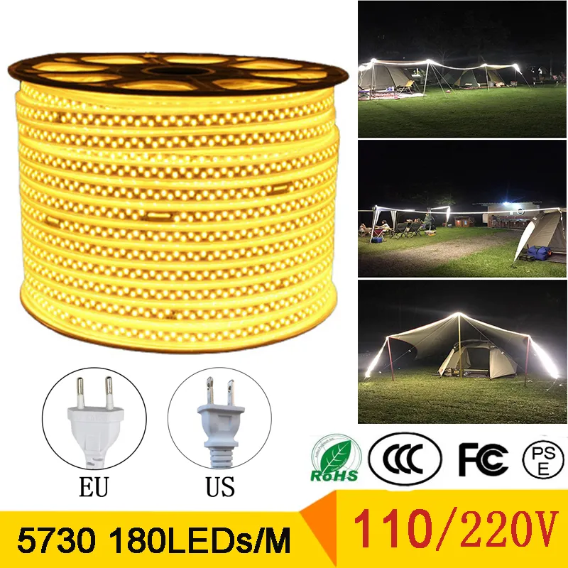 Strip LED SMD 5730 180LEDS AC110V 220 V Inżynieria specjalna LED LED IP67 Wodoodporna Neon Lampa LED Elastyczna Oświetlenie