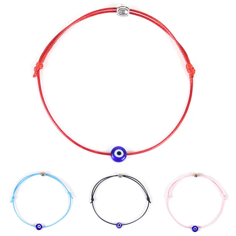Röd sträng Evil Eye Lucky Red Cord Identification Armband Koreanska DIY Smycken Kvinnor Rope Chain Justerbar Bracelet Present