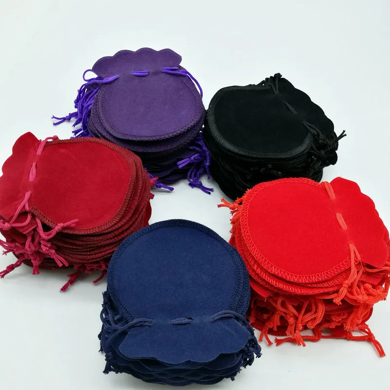 Gift Box Organizer 200pcs 7x8cm Red Velvet Drawstring Bag jewelry Bag christmas wedding Bag267G