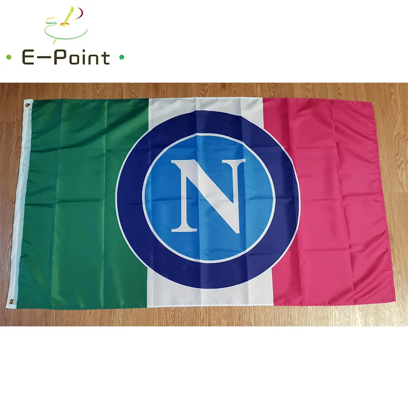 Italie Napoli FC 3 * 5ft (90cm * 150cm) Polyester Serie A drapeau bannière décoration volant maison jardin drapeau cadeaux de fête