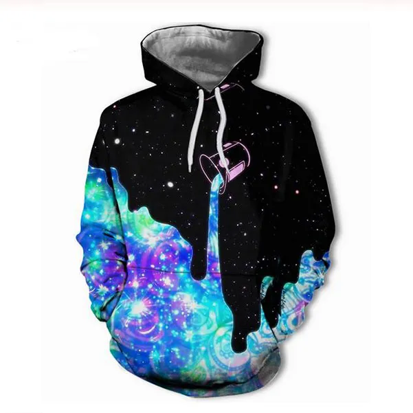 Space Galaxy Milk Dripping Men Hoodies Sweatshirts 3D Printed Funny Hip Hop Hoodies Novelty Streetwear Hooded Höst Jackor Tracksuits