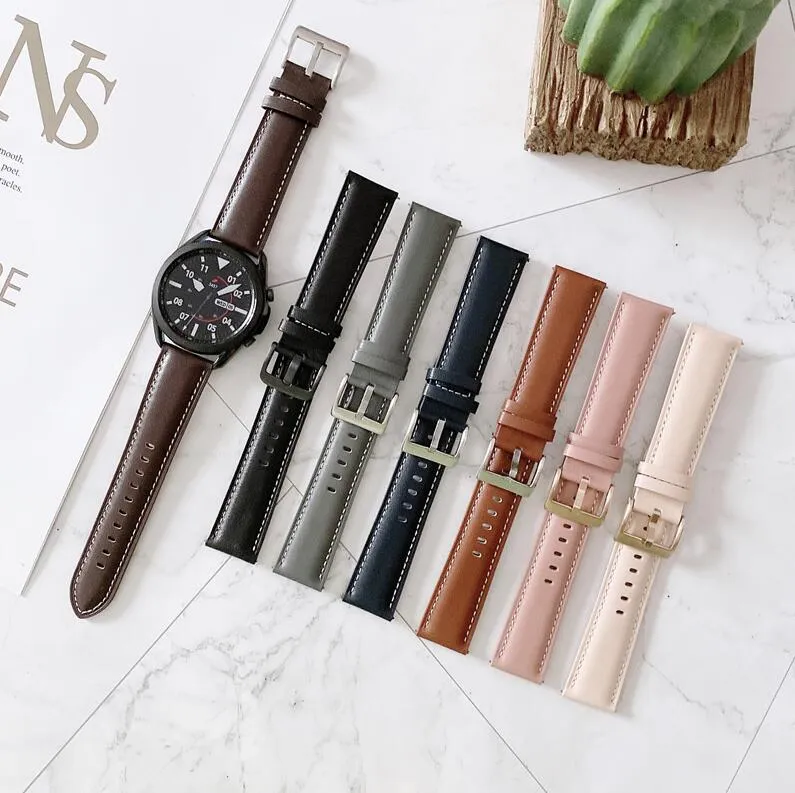 삼성 갤럭시 시계를위한 도매 가죽 스트랩 3 45mm 41mm Samsung Galaxy Watch Active 2 Watchband 교체 팔찌를위한 스마트 워치 밴드