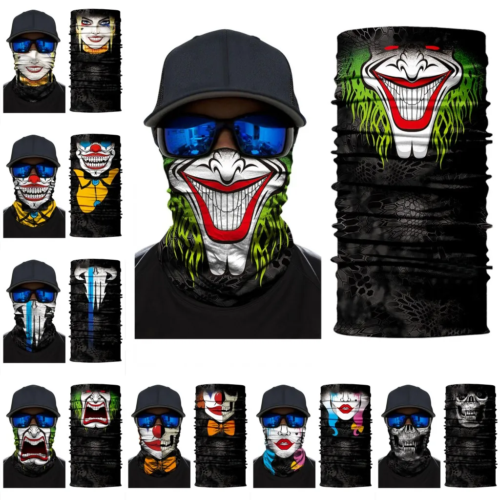 Halloween Skeleton Face Máscara Cachecol Joker Headband Balaclavas Skull Masquerade Masquerade Máscaras para Ski Motocicleta Ciclismo Pesca Ao Ar Livre Esportes FY6098