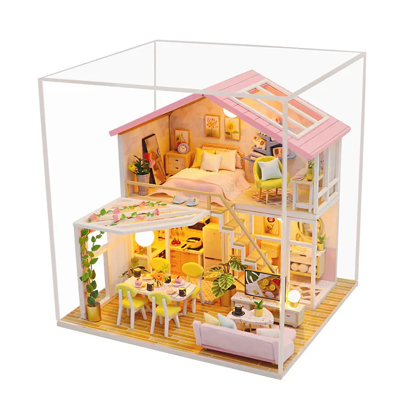 Maison Miniature Maison de Poupée Serre, DIY Miniature avec des Meubles de  Maison de Poupée, Bricolage Mini Maison en Bois Set Modèle, Kit Miniature  de Maison de Poupées Cadeau Créatif : 