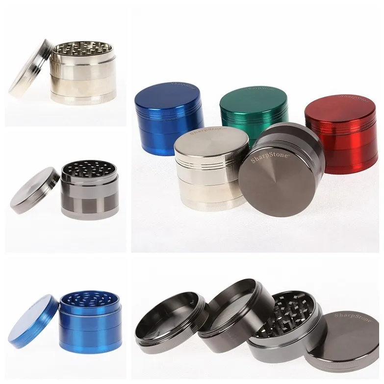 100pcs DHL SarpStone Herb Grinders Crusher Grinder in metallo 40mm 50mm 55mm 63mm Diametro 6 colori Smerigliatrice per tabacco Fumo Materiale in lega di zinco