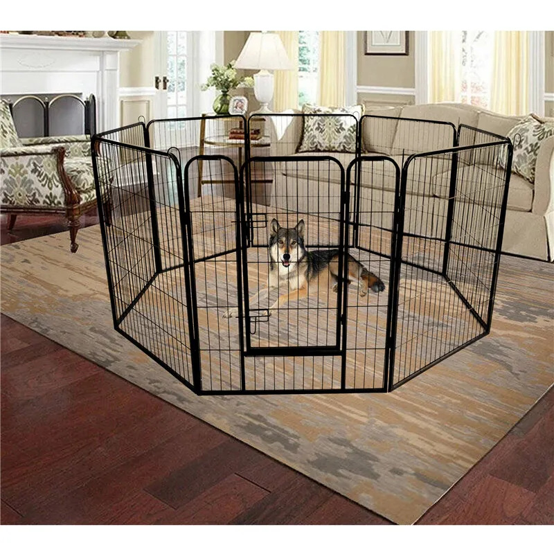 US STOCK Folding Metal Exercise Pen Pet Playpen 8 Panel Heavy Duty