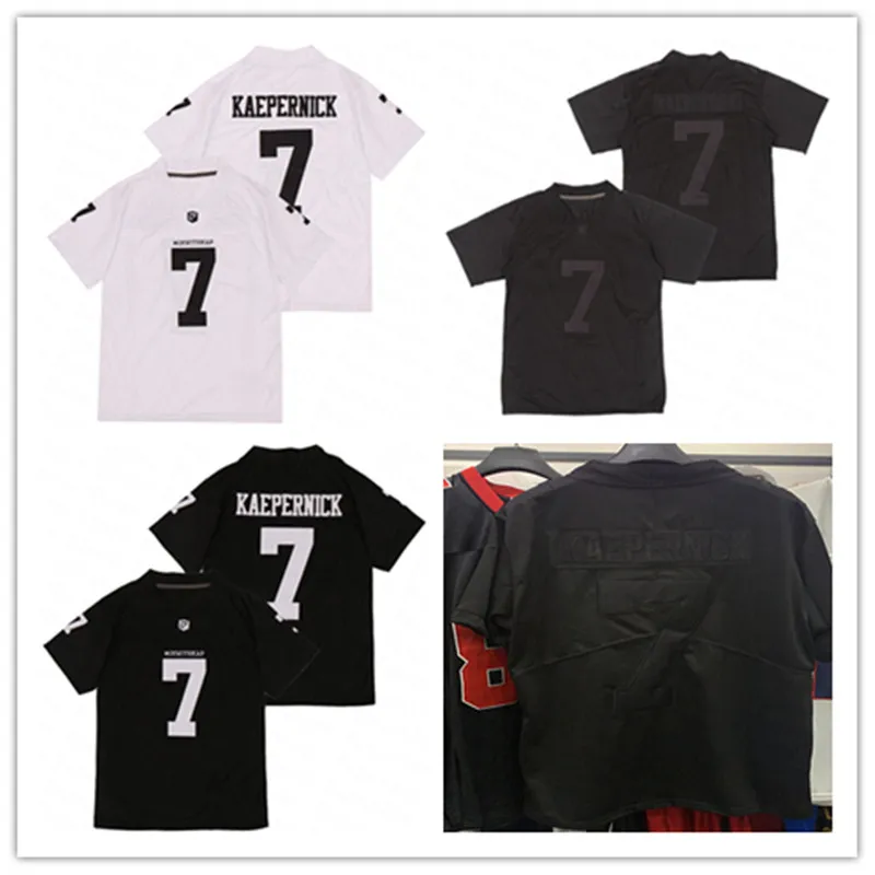 Men 7 Colin Kaepernick Icon 2.0 Jersey True to IM WITH KAP IMWITHKA Football Sticthed Jerseys Black White