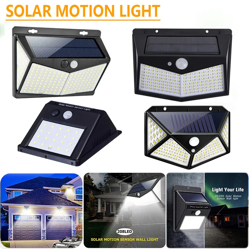 LED Solar Light Pir Motion czujnik Wodoodporne lampy ogrodowe z trzema trybami zewnętrznymi światłami ściennymi Super Brigh