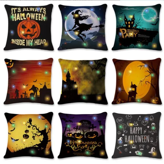 LED Pillowcase Covers Halloween Pillowcase Cover Pumpkin Series Pillowcase Cover Linen Sofa Throw Pillow Covers Supplies 8 Designs BT284