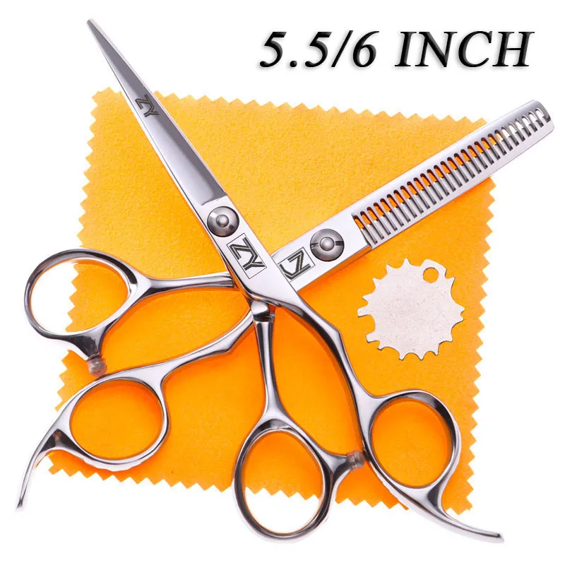 Zy 5.5 "/ 6" Försäljning Svart Japan Hair Scissors Shears Billiga Frisör Saxar Barber Thinning Frisör Razor Haircut