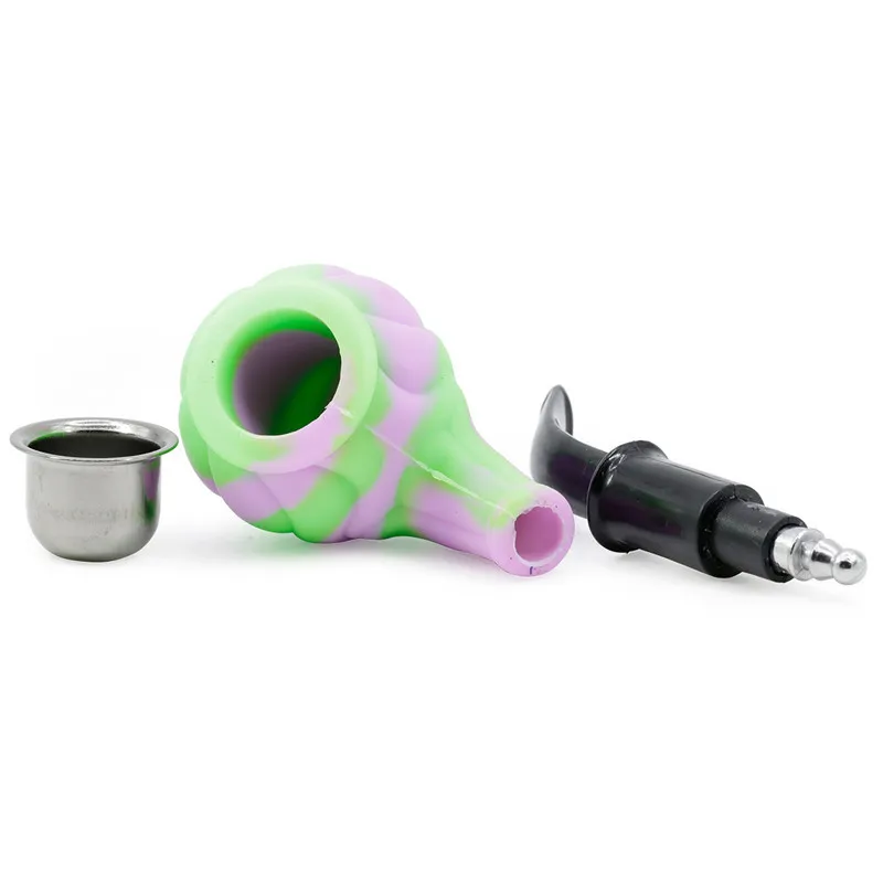 Colorful 5.3 Silicone Dab Rig Hand Pipe With Glass Smoking Pipettes Gift Box Set For Lip Gloss