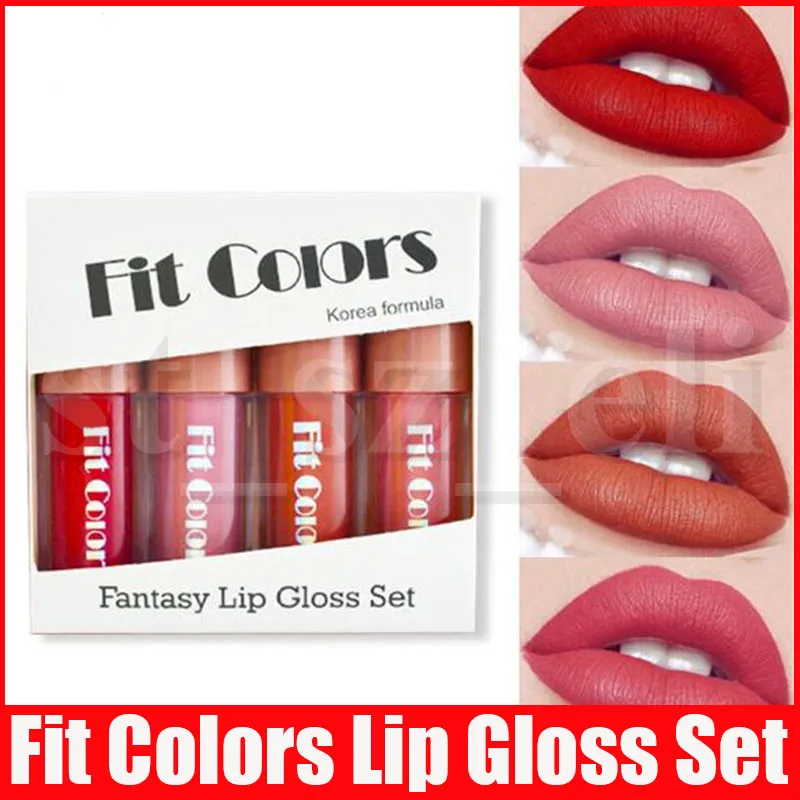 Fit Colors 4 Colors Mini Lip Makeup Set Fantasy Matte Liquid Lipstick Lip Gloss Lipgloss Set