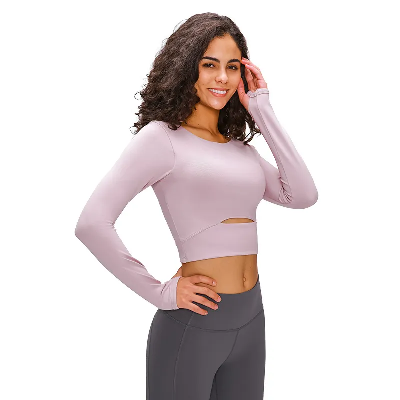 long sleeve gym yoga sports crop top womens seamless tshirt fitness woman sport tshirt workout tops for women sportswear