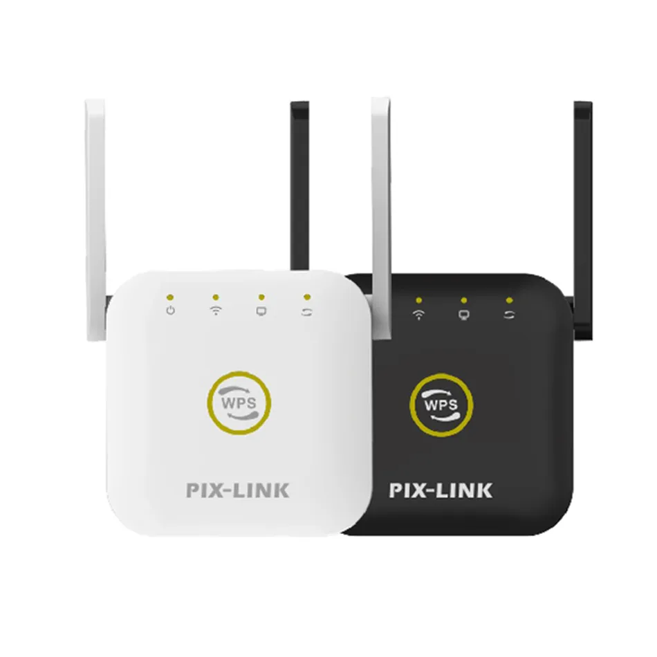 PIXLINK 300Mbps WIFI Repeater Finder 2.4Ghz Wireless Mini Router Extender con 2 antenne esterne Rete domestica 802.11N/B/G WR22