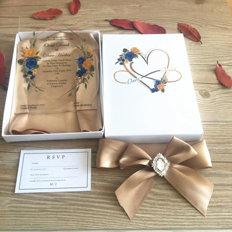 Top Sell Wedding Invitation Card Box Decorative Wedding Party Invitations Custom Rsvp Card 10pcs