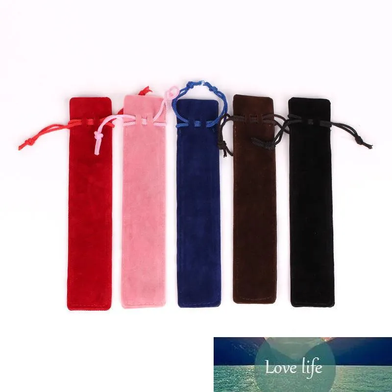 3.5X17.5cm Plush Velvet Pen Pouch Holder Single Pencil Bag Pen Case With Rope Office School Writing Supplies Student Customizable LOGO