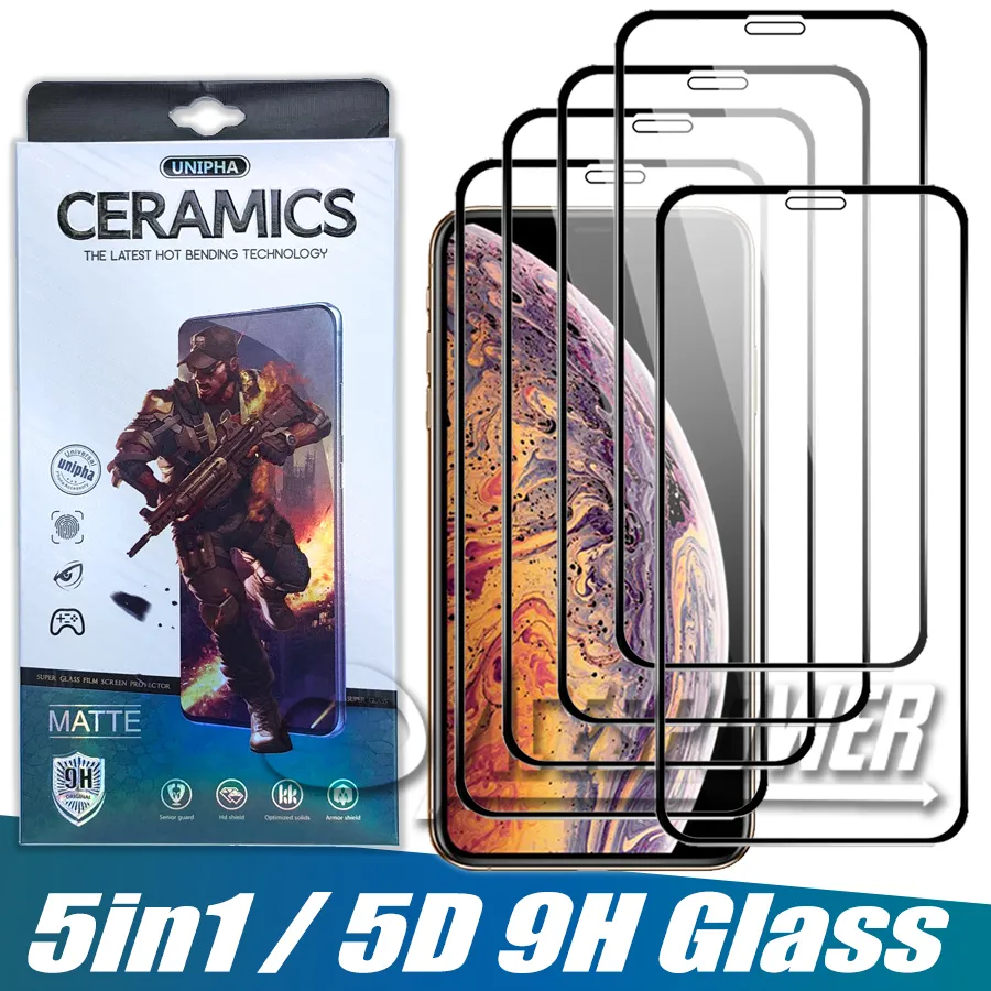 Volledige cover screenprotector gehard glas voor iPhone 14 15 13 Mini 12 Pro Max 11 X XS XR SE met pakket