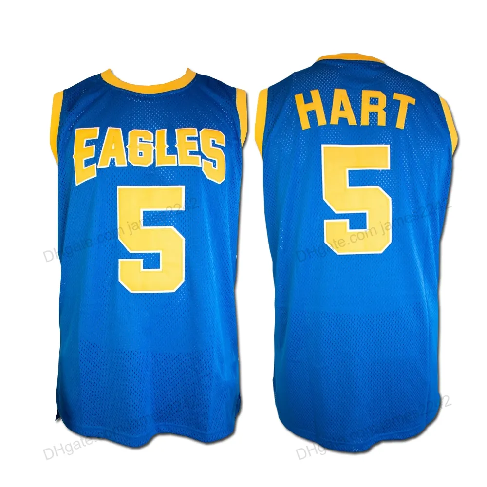 Passen Sie das #5 Kevin Hart High School College-Basketballtrikot für Herren mit allen Nähten in Blau mit jedem Namen und jeder Nummer in der Größe 2XS-4XL 5XL 6XL an