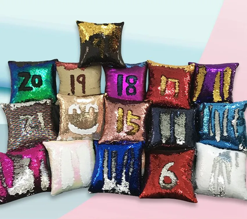 Funda De Almohada Con Diseño De Sirena, Funda De Lentejuelas