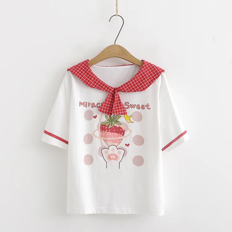 Kinderen Gilrs Studenten T-shirts Korte Mouw Fruit Mooie Tops Tees Nieuwe Collectie Comfortabel materiaal Meshable